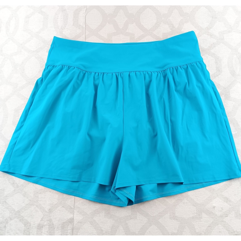 LL Bean‎ Women's Size 18 REG Turquoise Swim Skirt Shorts UPF 50+ Beach Resort